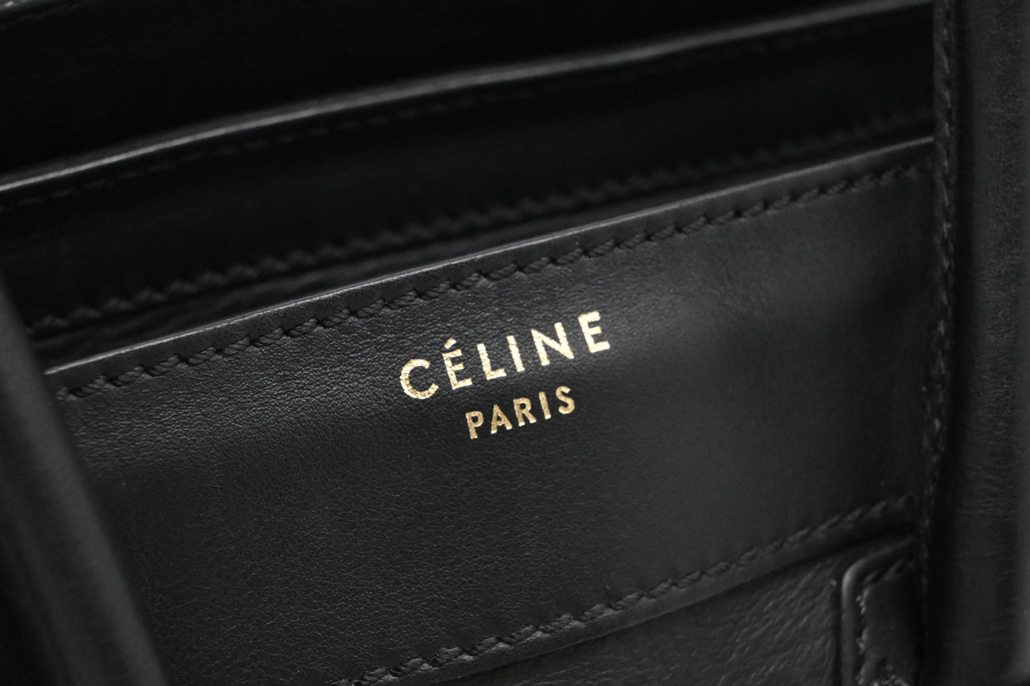 Celine Micro Luggage in Black Leather
