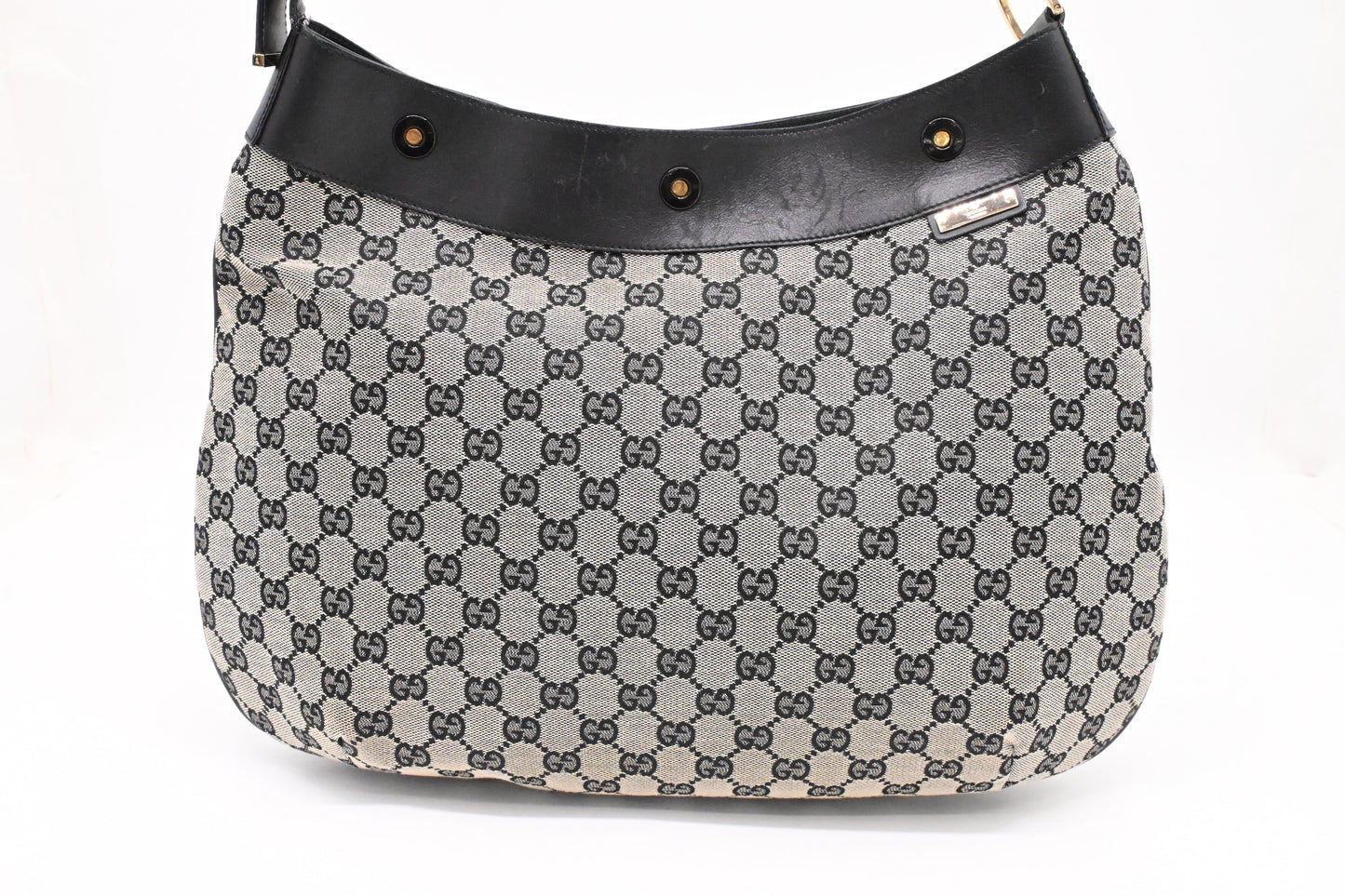 Gucci Structured Hobo Bag in Black and White GG Canvas