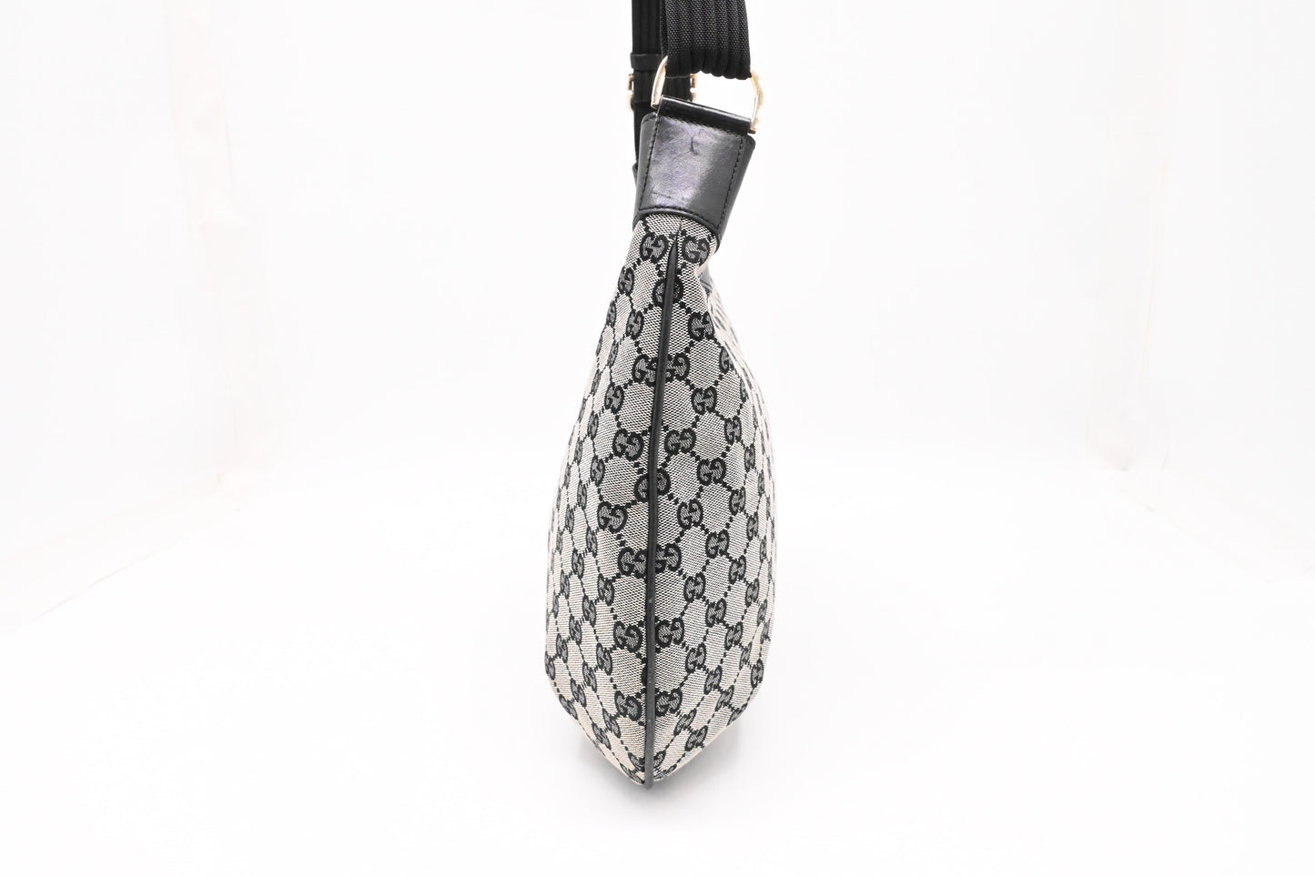 Gucci Structured Hobo Bag in Black and White GG Canvas