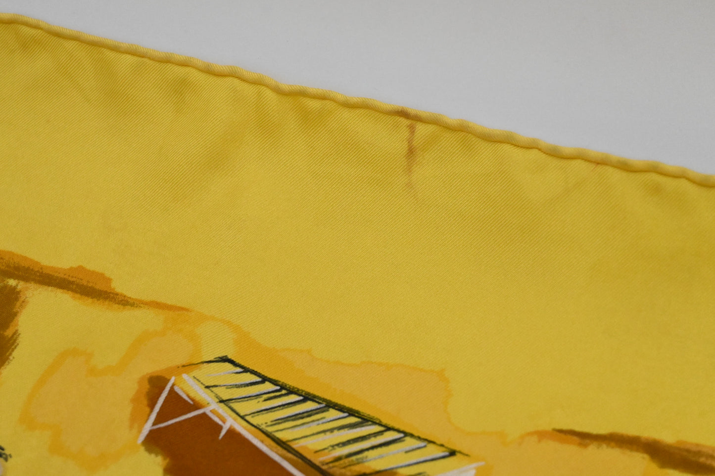 Hermes 'Concerto' Carre 90 in Yellow Silk