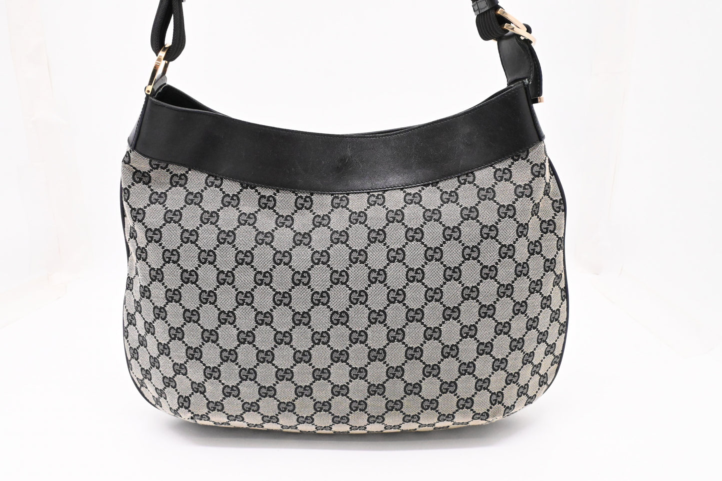 Gucci Structured Hobo Bag in Black and White GG Canvas