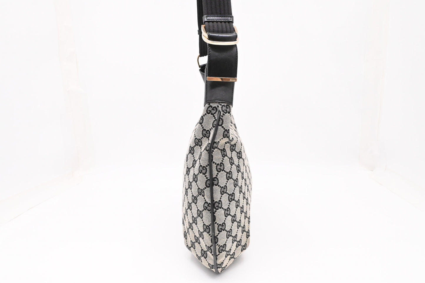 Gucci Structured Hobo Bag in Black and White GG Canvas