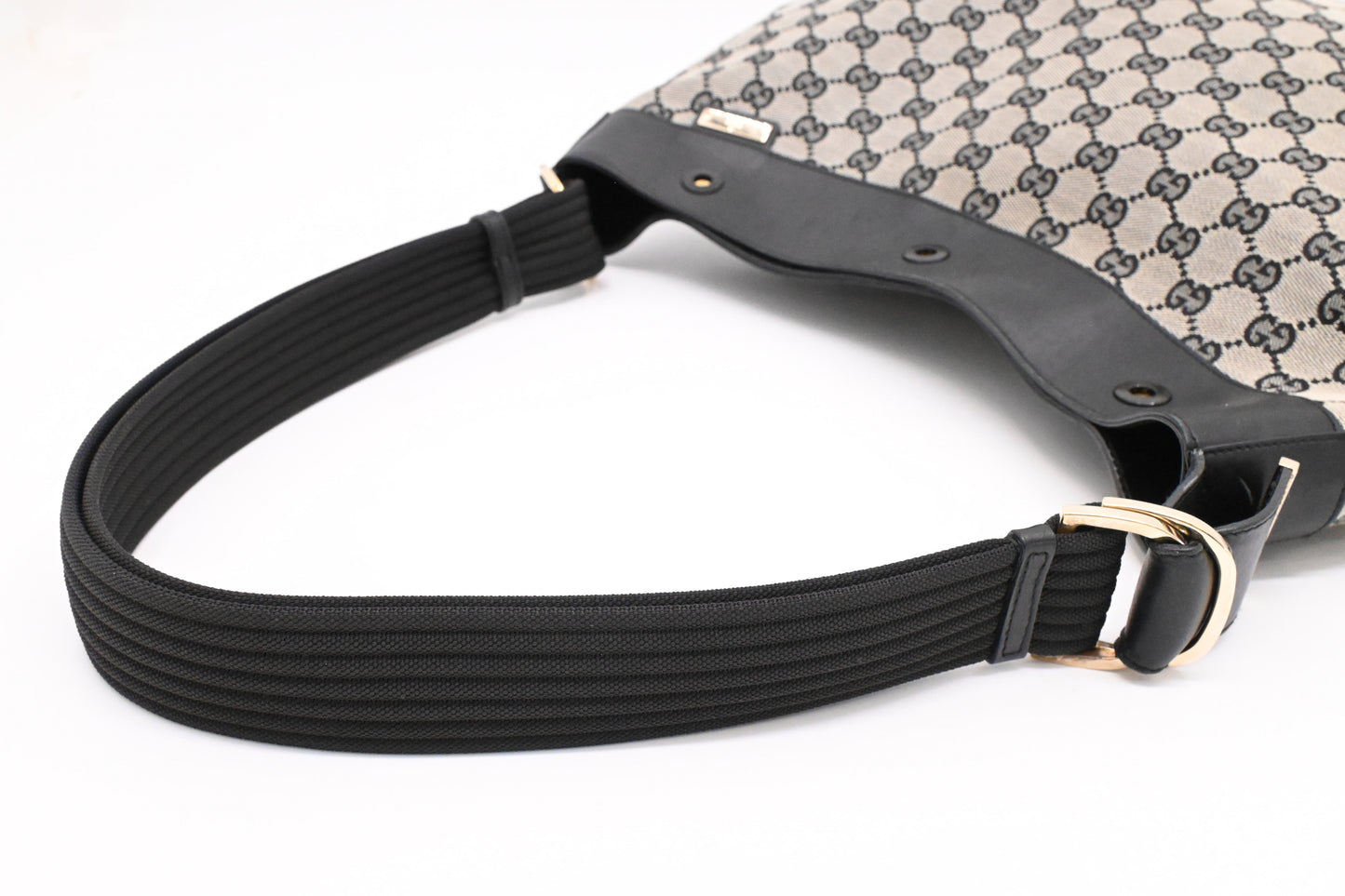 Gucci Structured Hobo Bag in Black and White GG Canvas