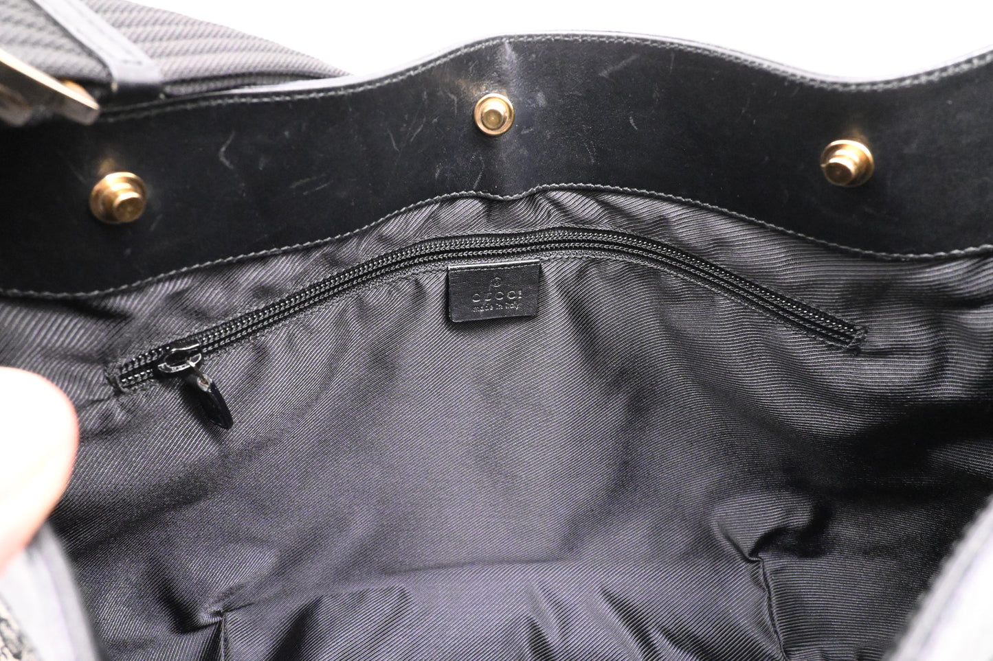 Gucci Structured Hobo Bag in Black and White GG Canvas