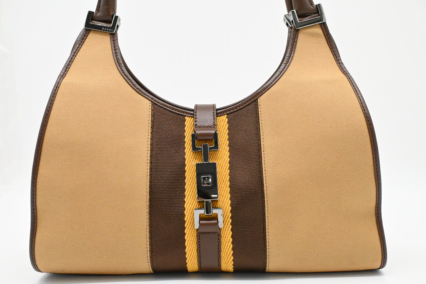 Gucci Jackie Shoulder Bag in Tan Canvas
