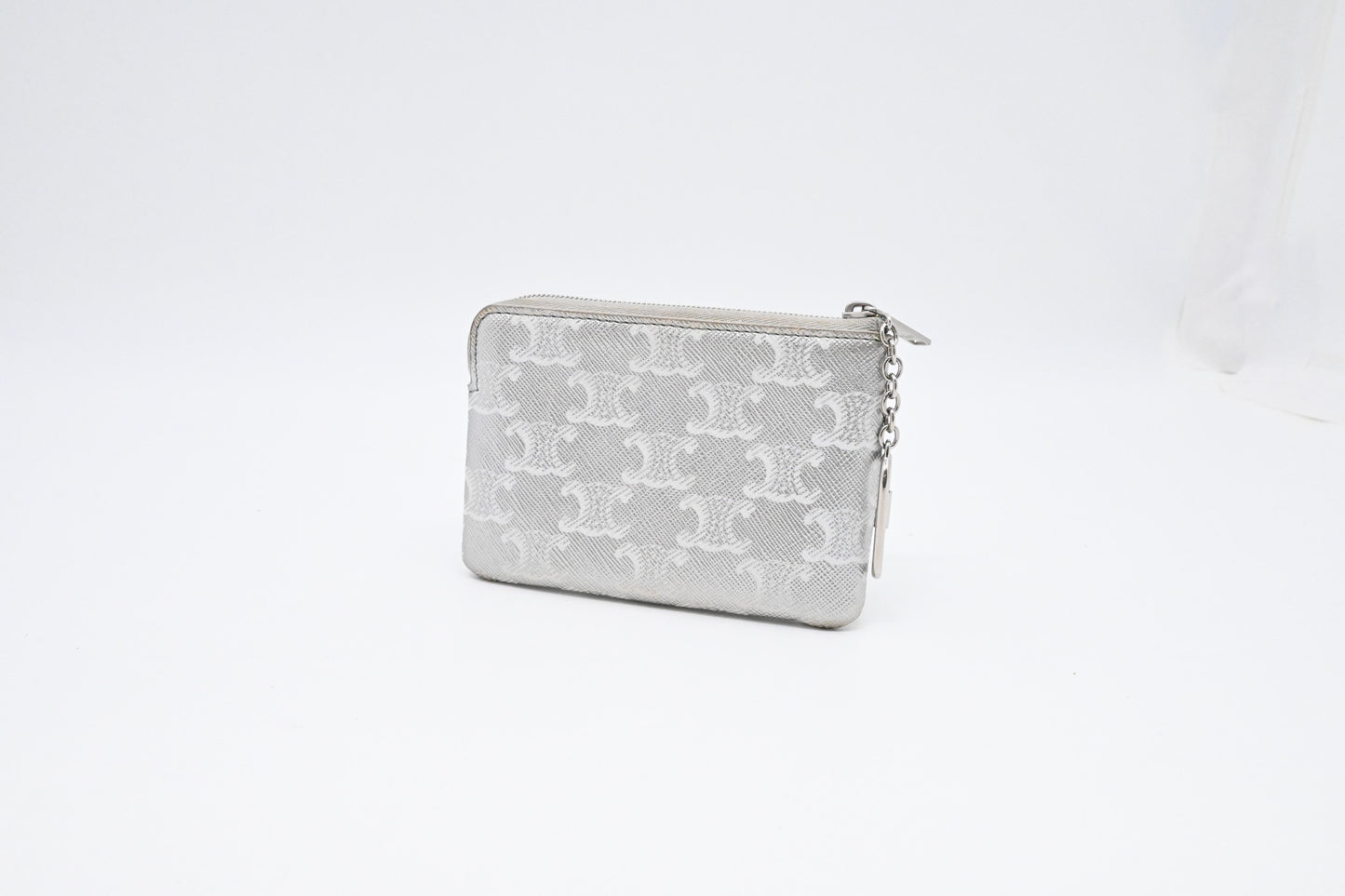 Celine Key Pouch in Silver Triomphe Canvas