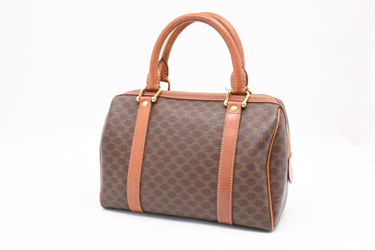 Celine Small Boston Bag in Brown Macadam Canvas
