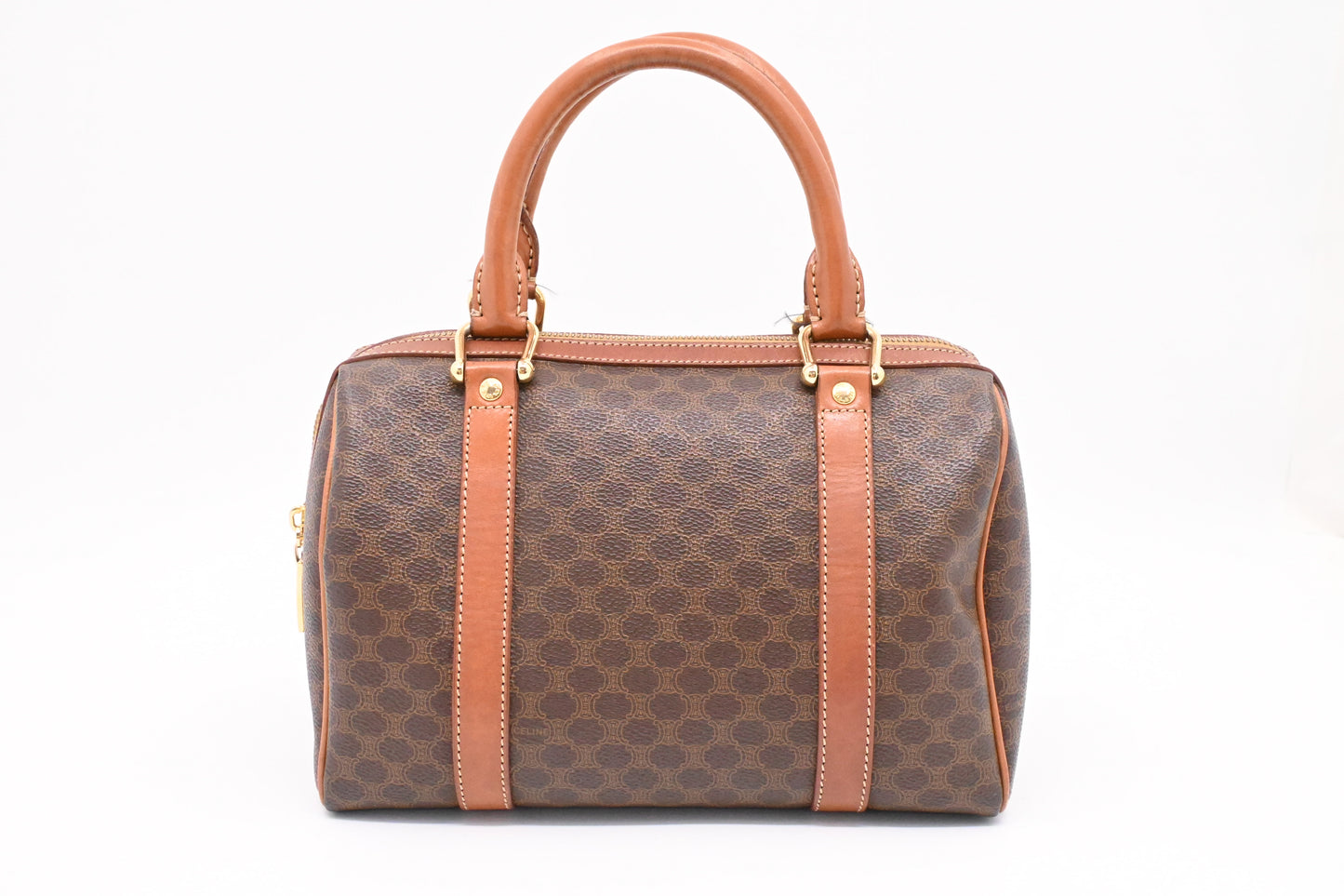Celine Small Boston Bag in Brown Macadam Canvas