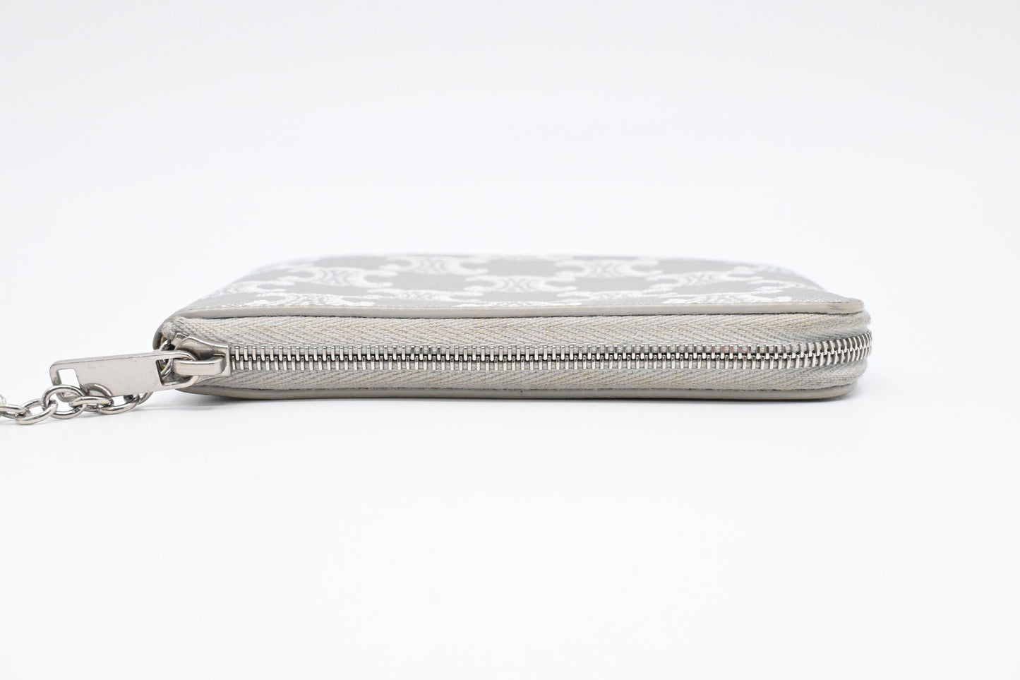Celine Key Pouch in Silver Triomphe Canvas