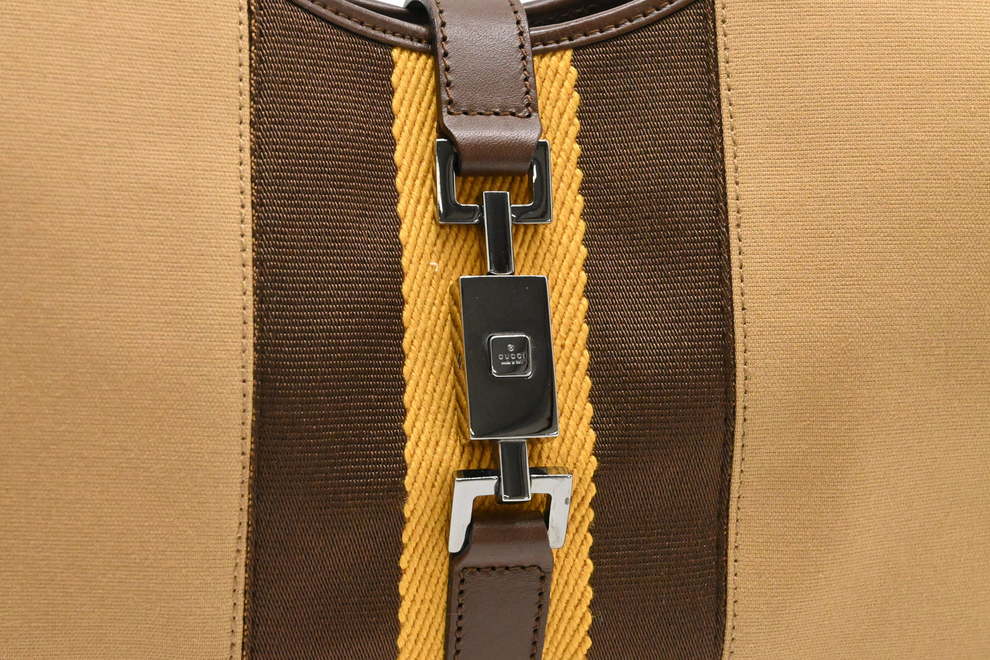 Gucci Jackie Shoulder Bag in Tan Canvas
