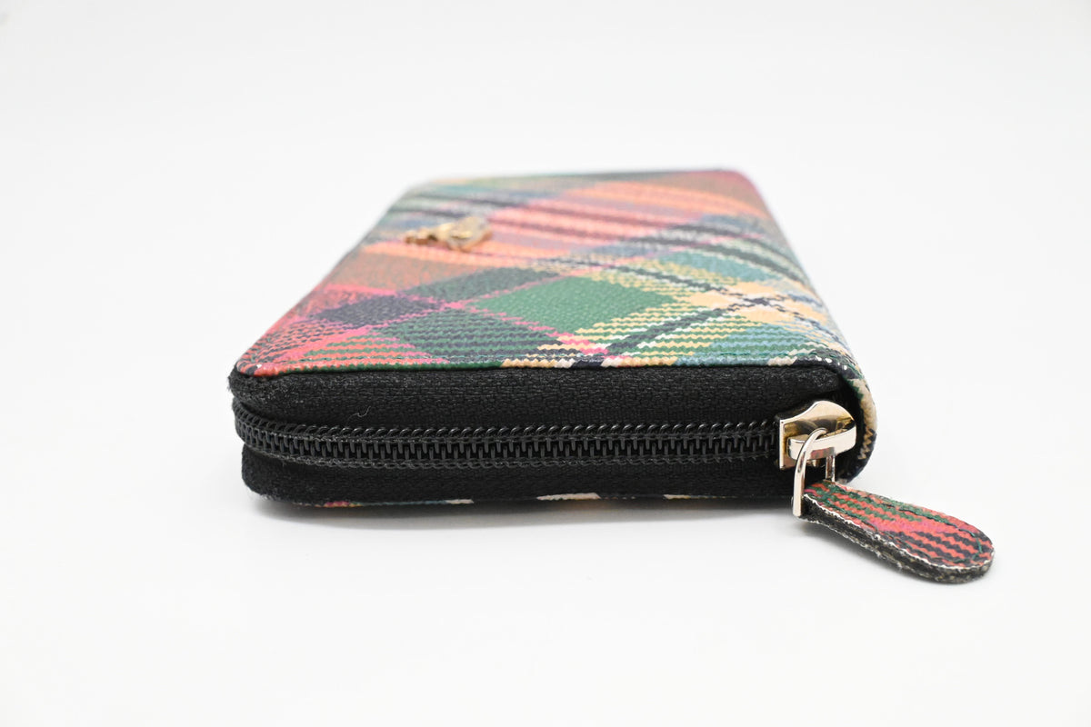 Vivienne Westwood Long Zippy Wallet in Plaid Multicolor Canvas