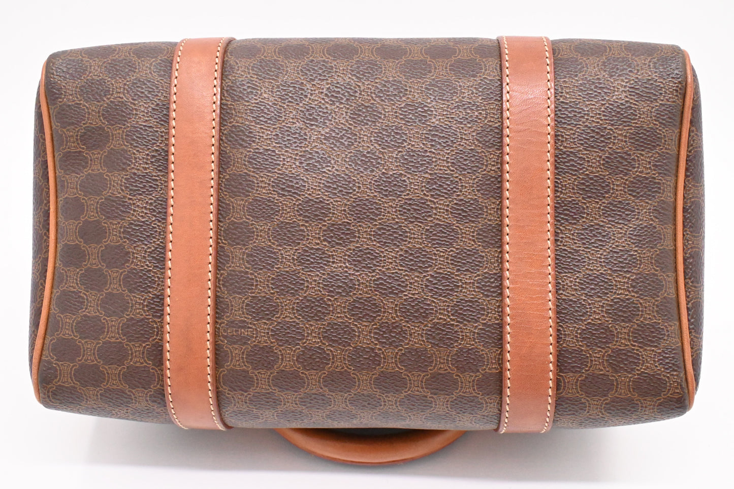 Celine Small Boston Bag in Brown Macadam Canvas