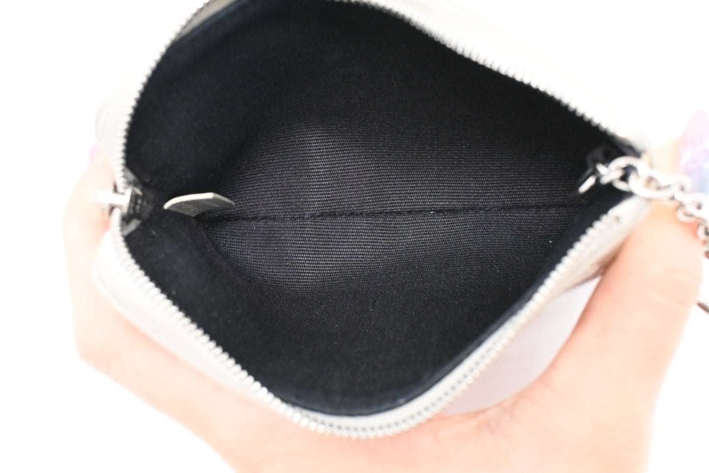 Celine Key Pouch in Silver Triomphe Canvas