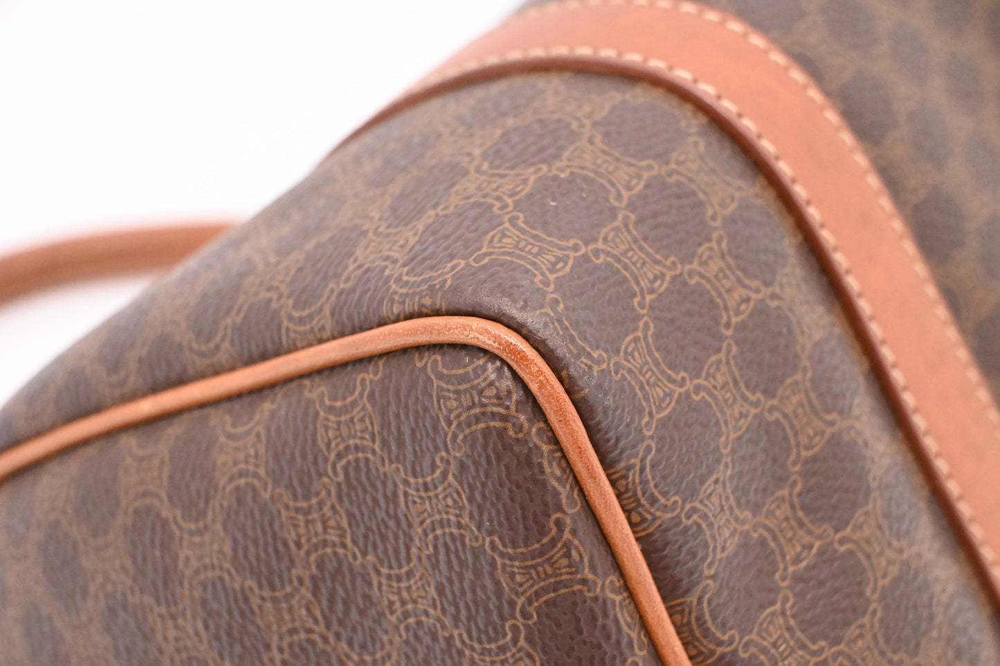 Celine Small Boston Bag in Brown Macadam Canvas
