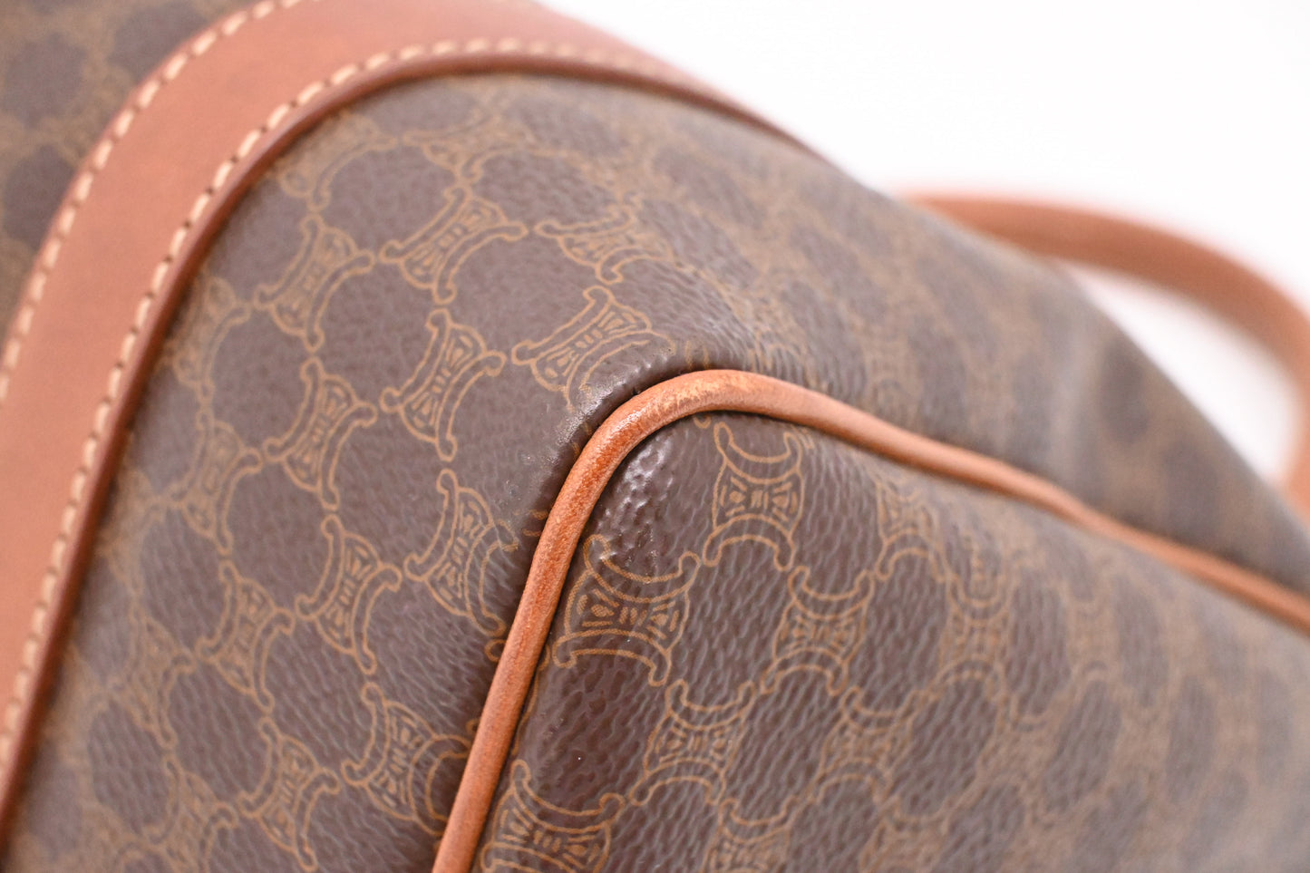 Celine Small Boston Bag in Brown Macadam Canvas