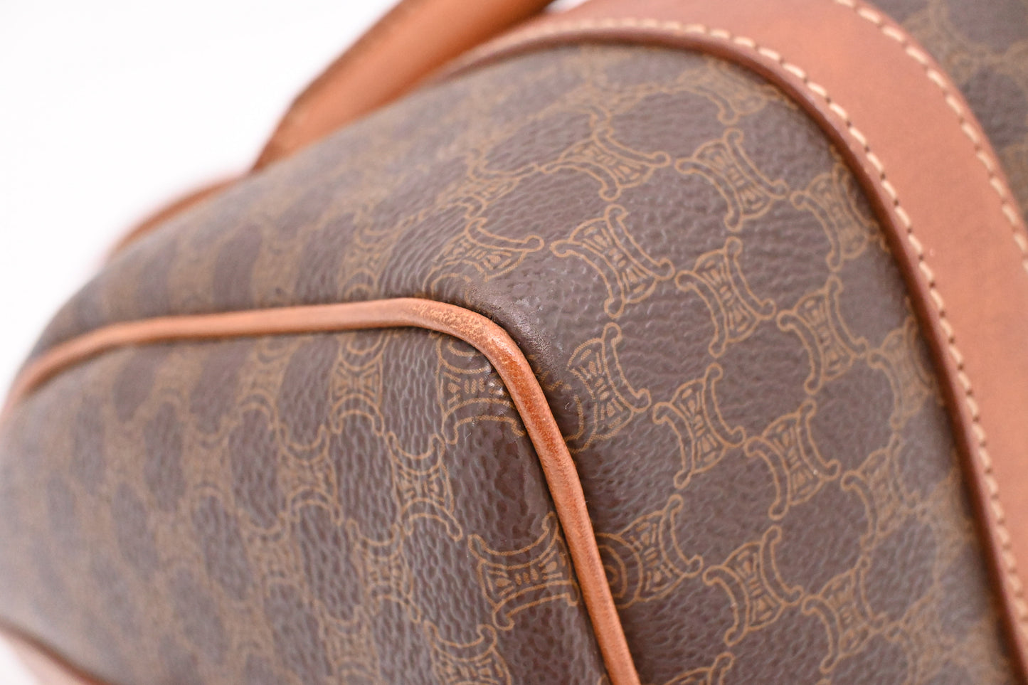 Celine Small Boston Bag in Brown Macadam Canvas