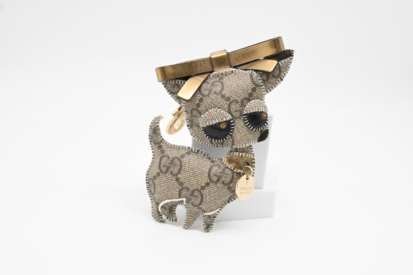 Gucci "Brando the Chihuahua" Bag Charm in GG Supreme Canvas