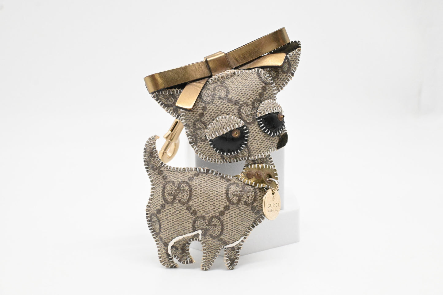 Gucci "Brando the Chihuahua" Bag Charm in GG Supreme Canvas