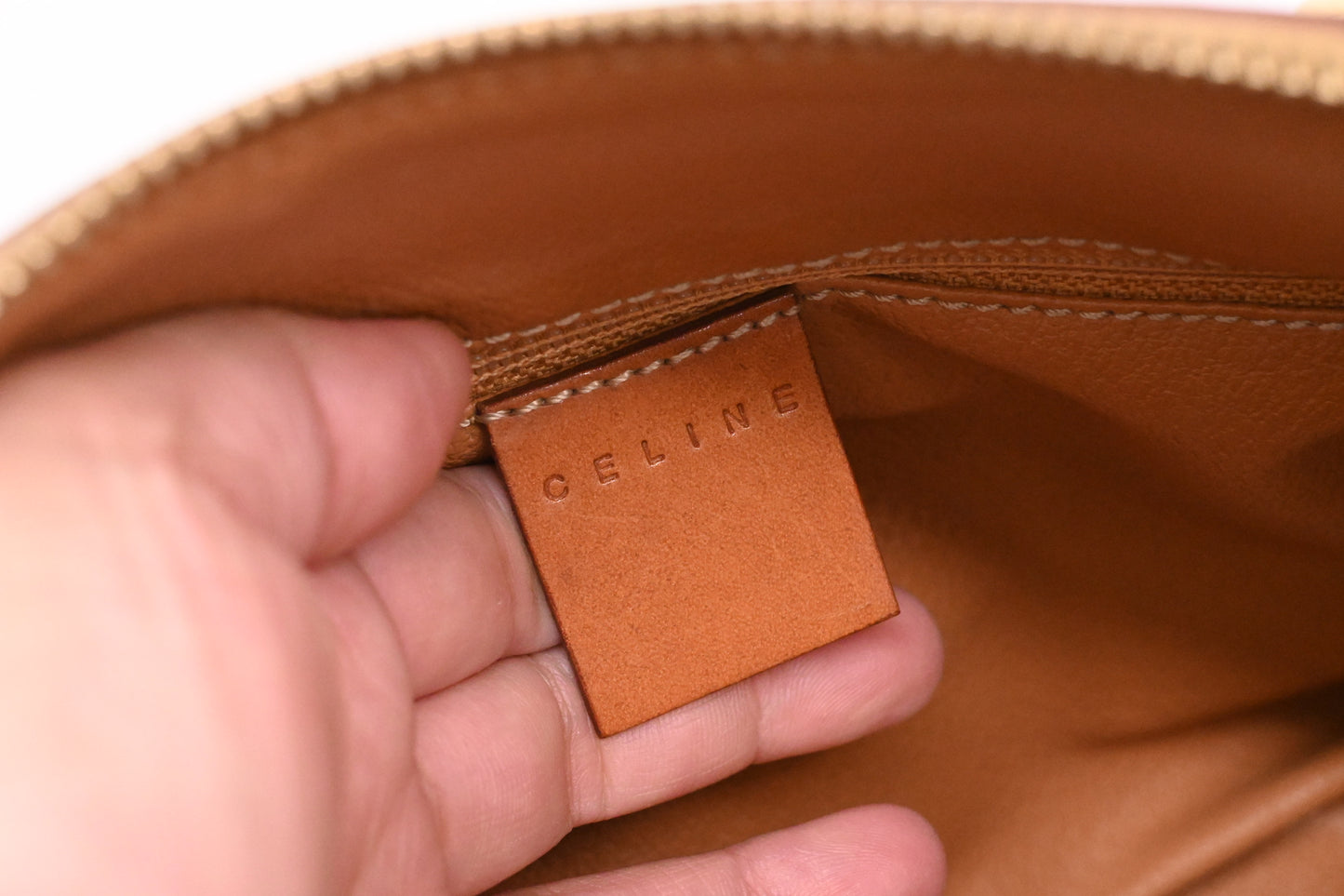 Celine Small Boston Bag in Brown Macadam Canvas