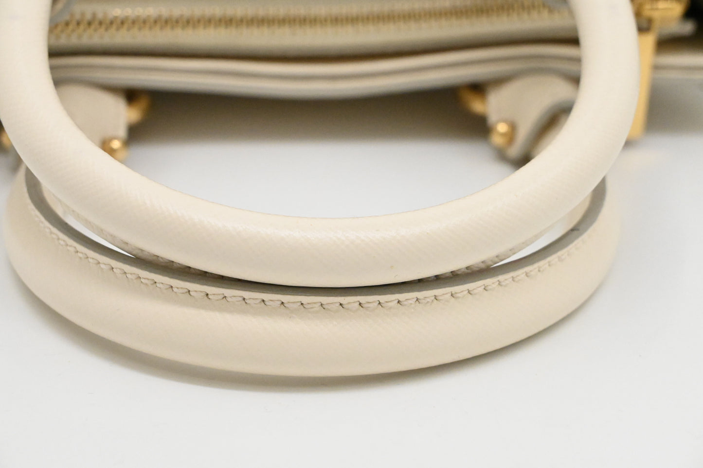 Ferragamo Vara Handbag in Cream Leather
