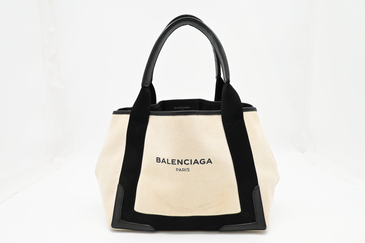 Balenciaga Cabas in White and Black Canvas
