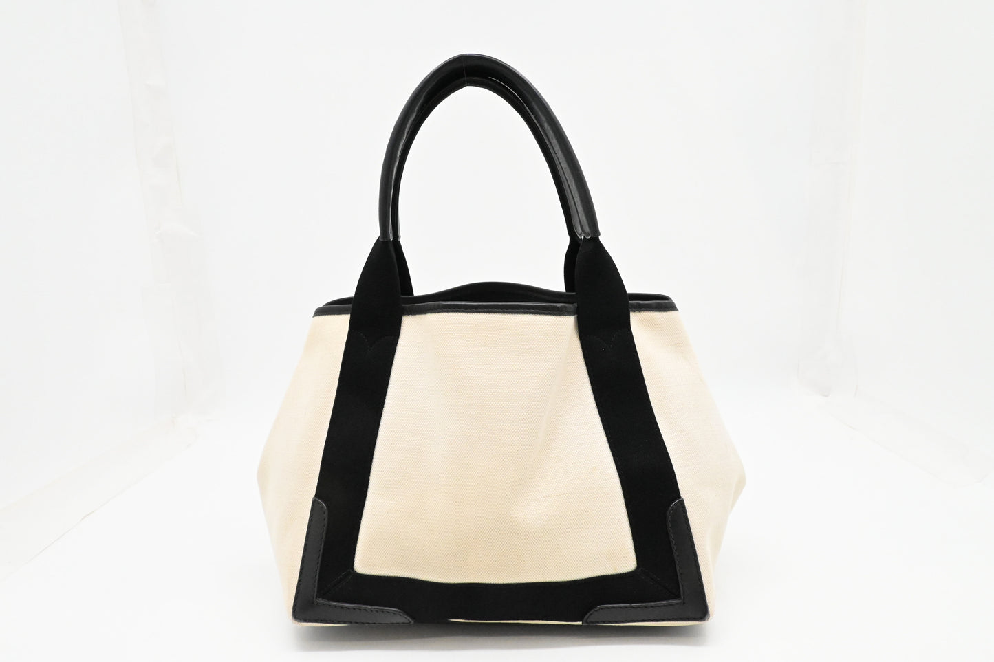 Balenciaga Cabas in White and Black Canvas