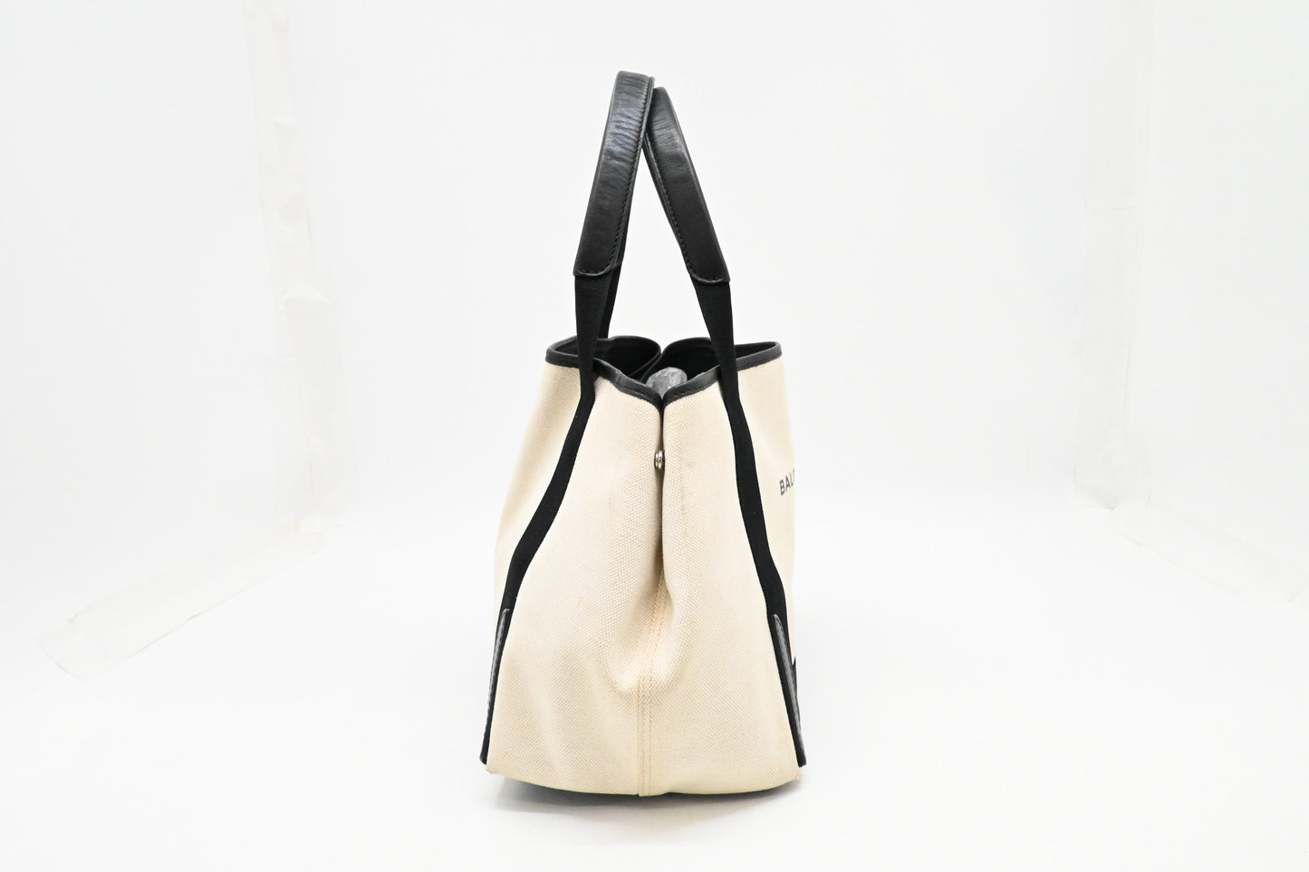 Balenciaga Cabas in White and Black Canvas