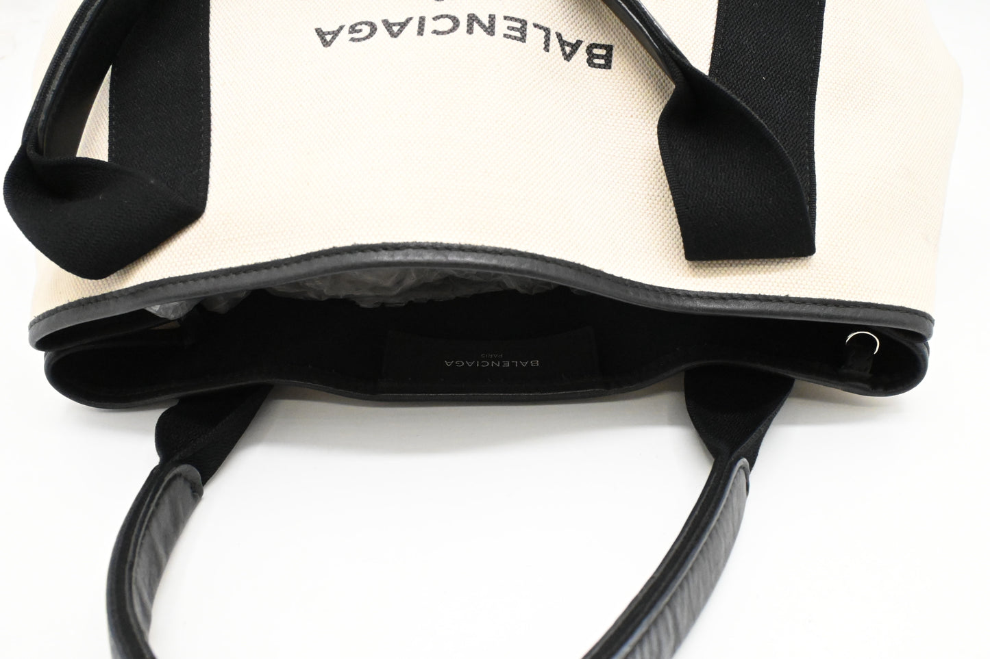 Balenciaga Cabas in White and Black Canvas