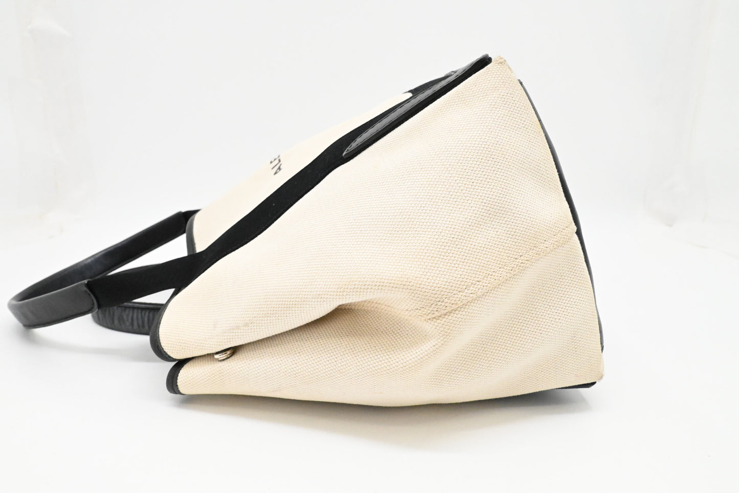 Balenciaga Cabas in White and Black Canvas