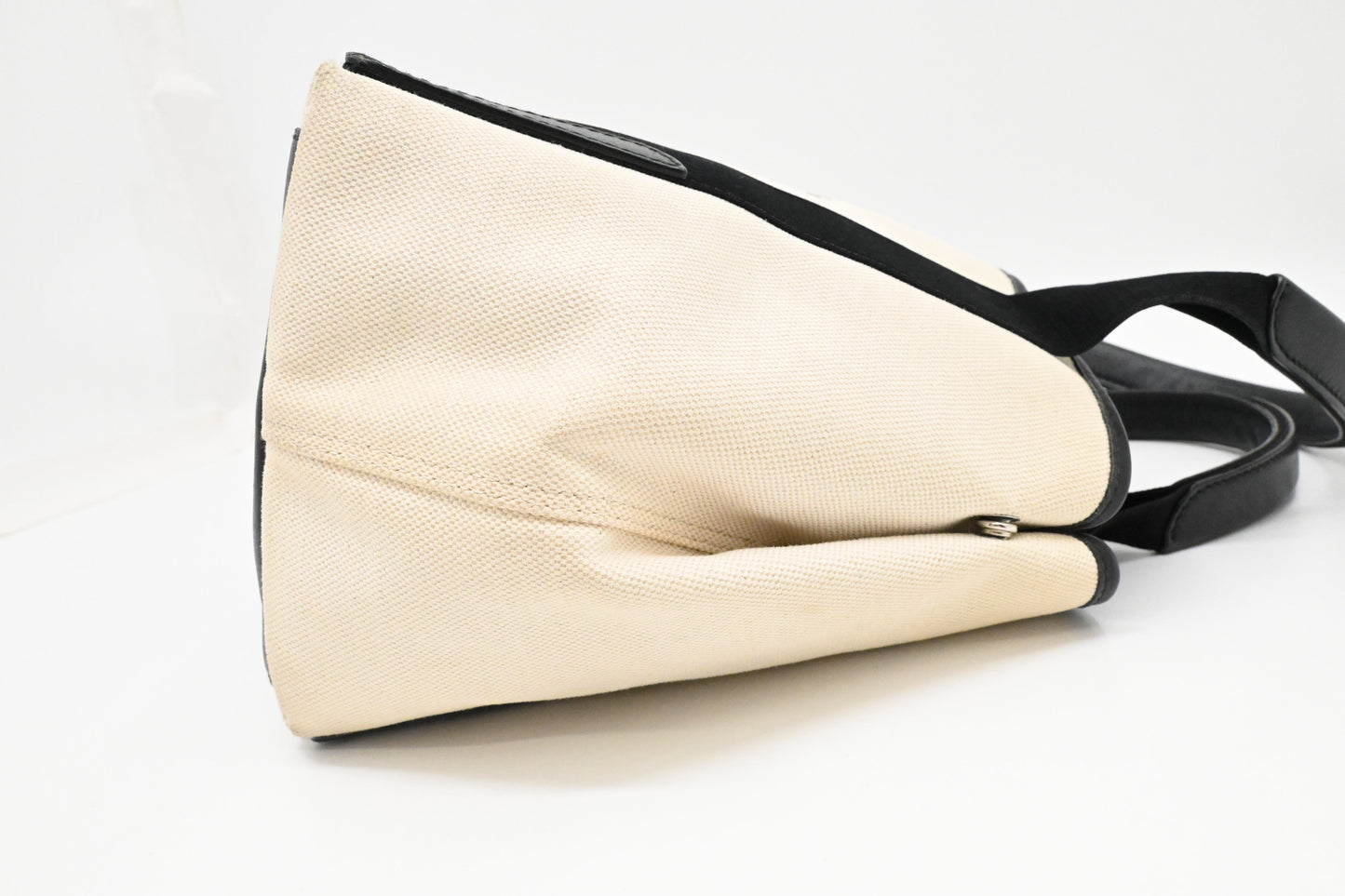 Balenciaga Cabas in White and Black Canvas
