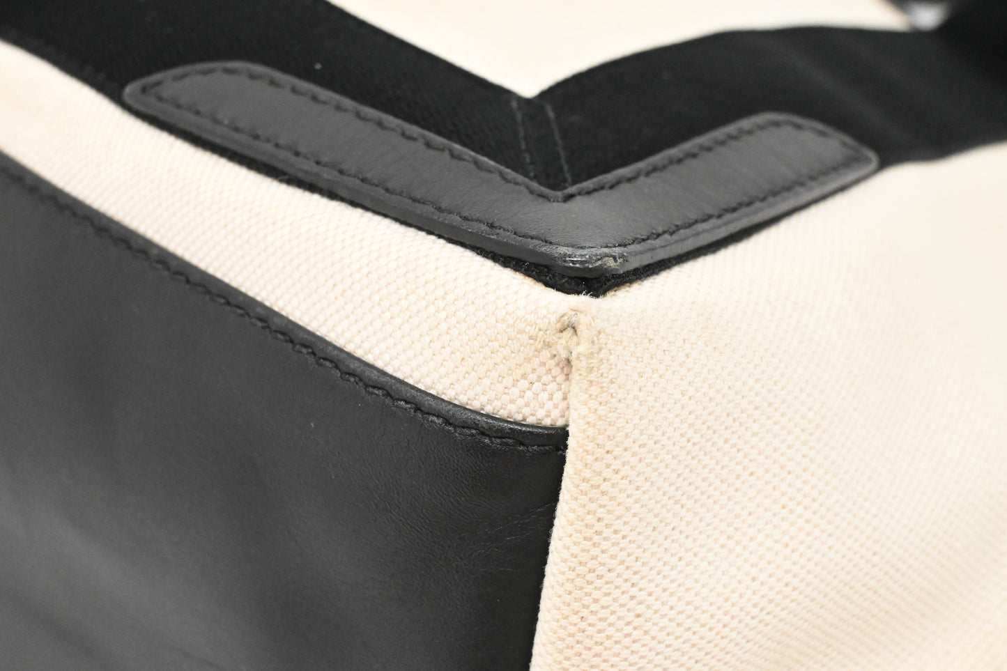 Balenciaga Cabas in White and Black Canvas