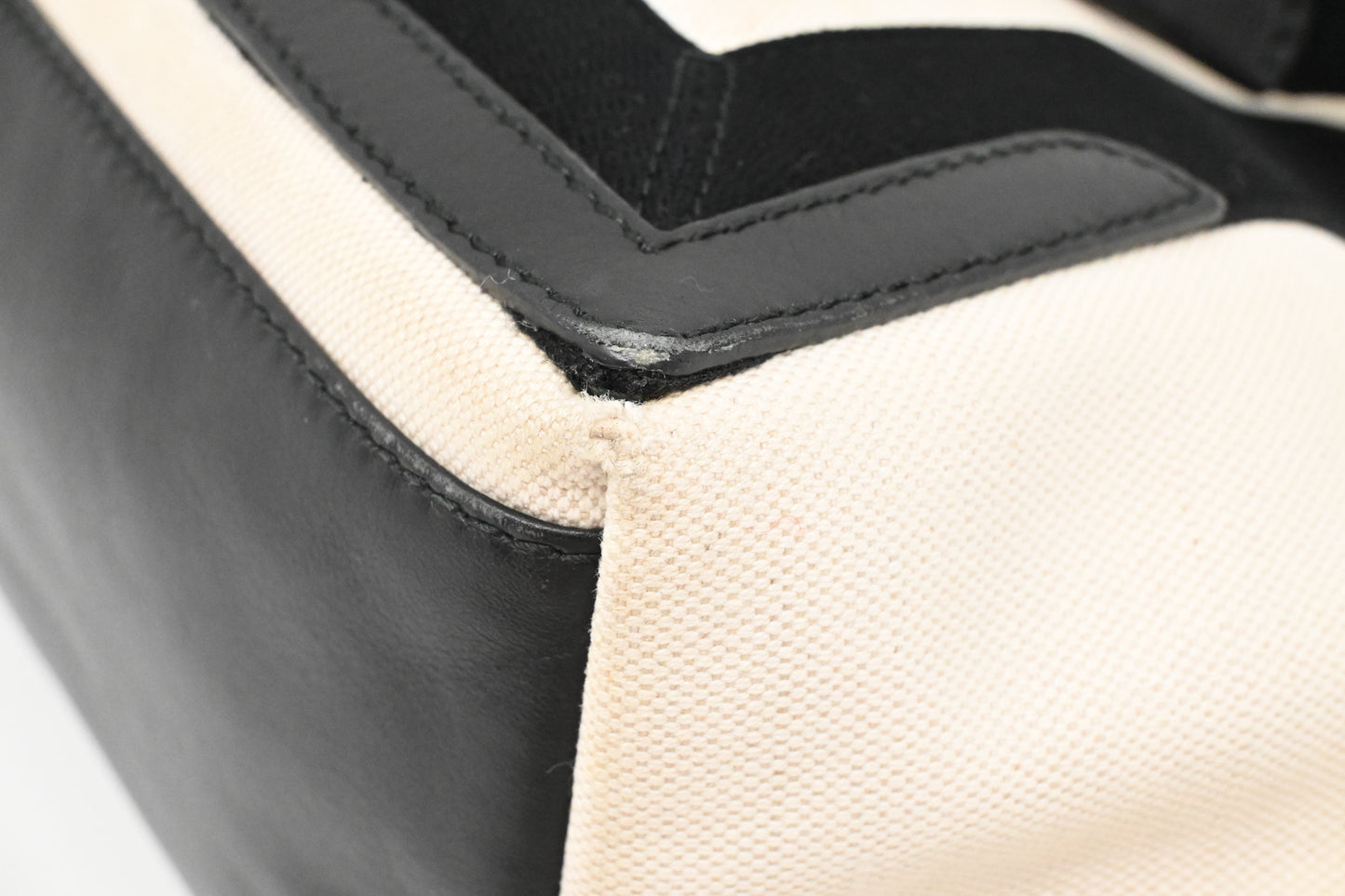 Balenciaga Cabas in White and Black Canvas