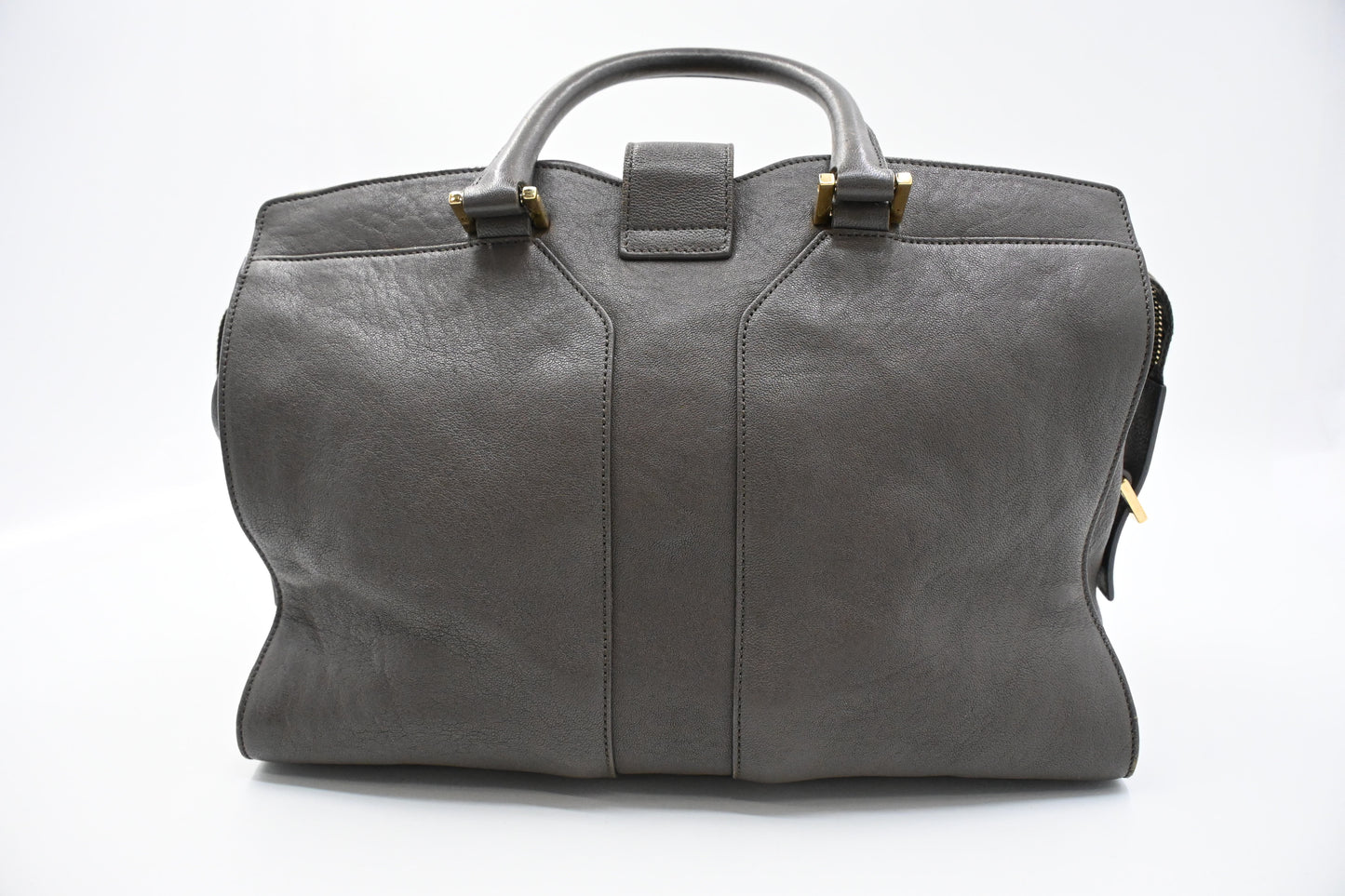YSL Saint Laurent Cabas Handbag in Gray Leather