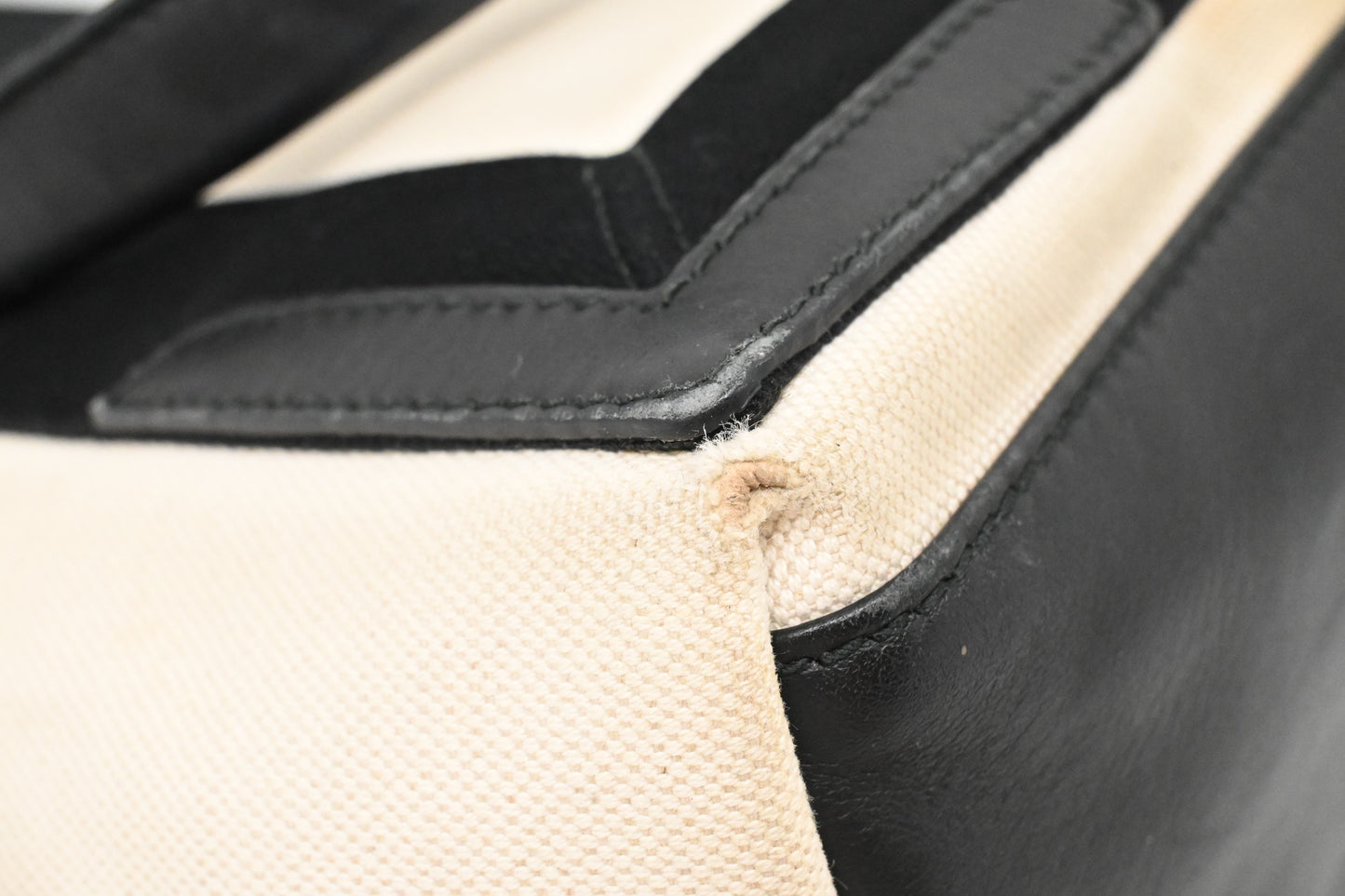 Balenciaga Cabas in White and Black Canvas