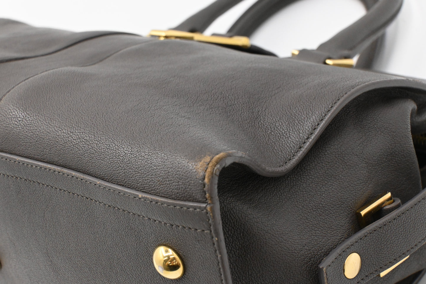 YSL Saint Laurent Cabas Handbag in Gray Leather