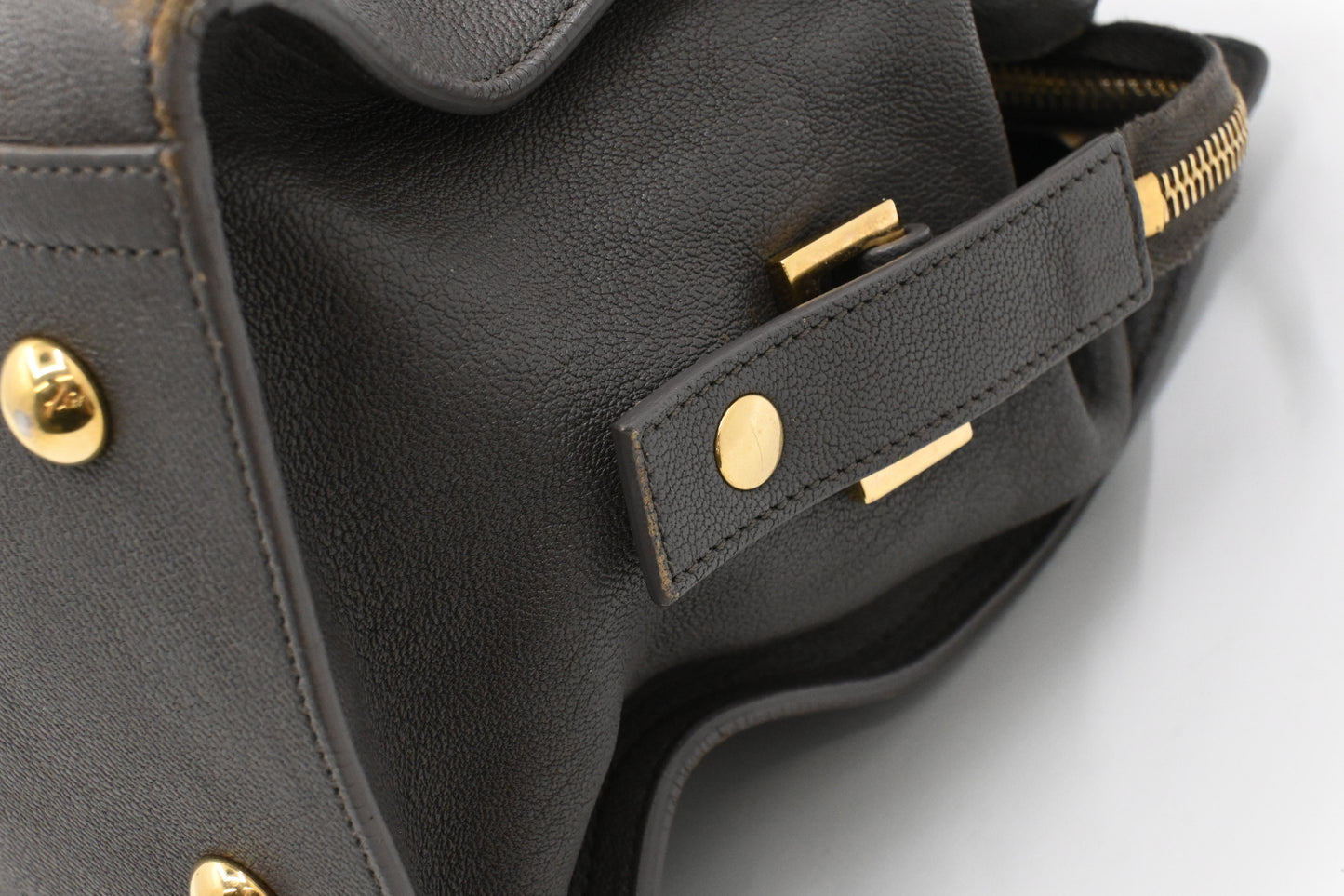 YSL Saint Laurent Cabas Handbag in Gray Leather
