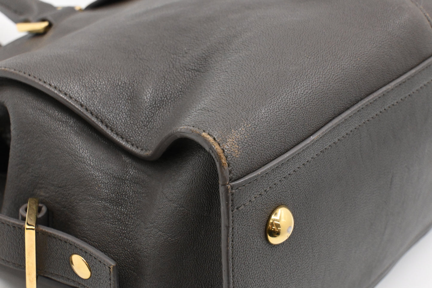 YSL Saint Laurent Cabas Handbag in Gray Leather