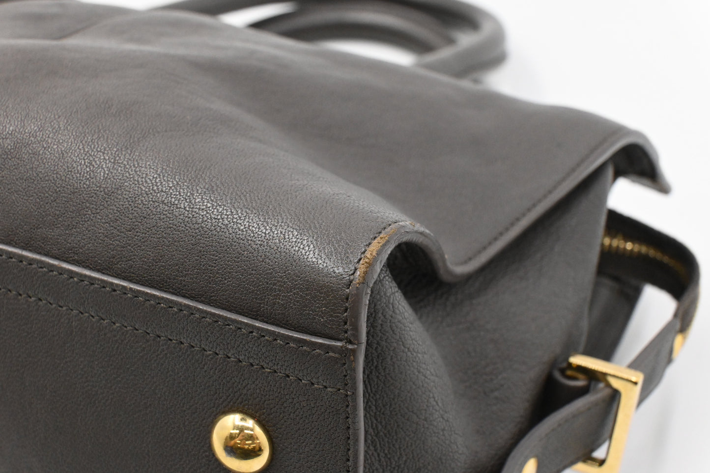YSL Saint Laurent Cabas Handbag in Gray Leather