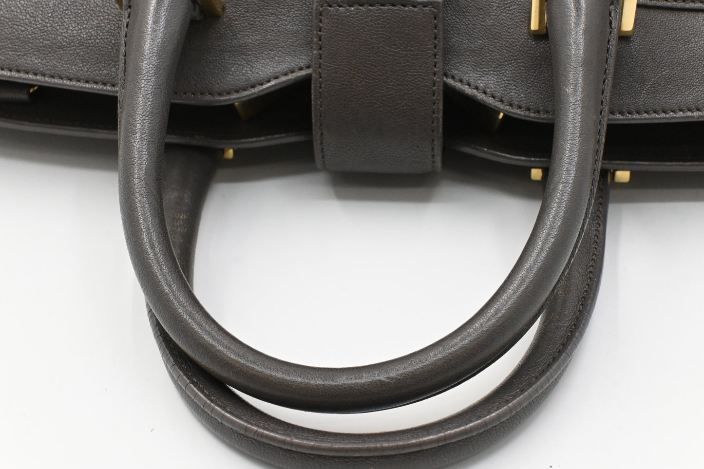YSL Saint Laurent Cabas Handbag in Gray Leather