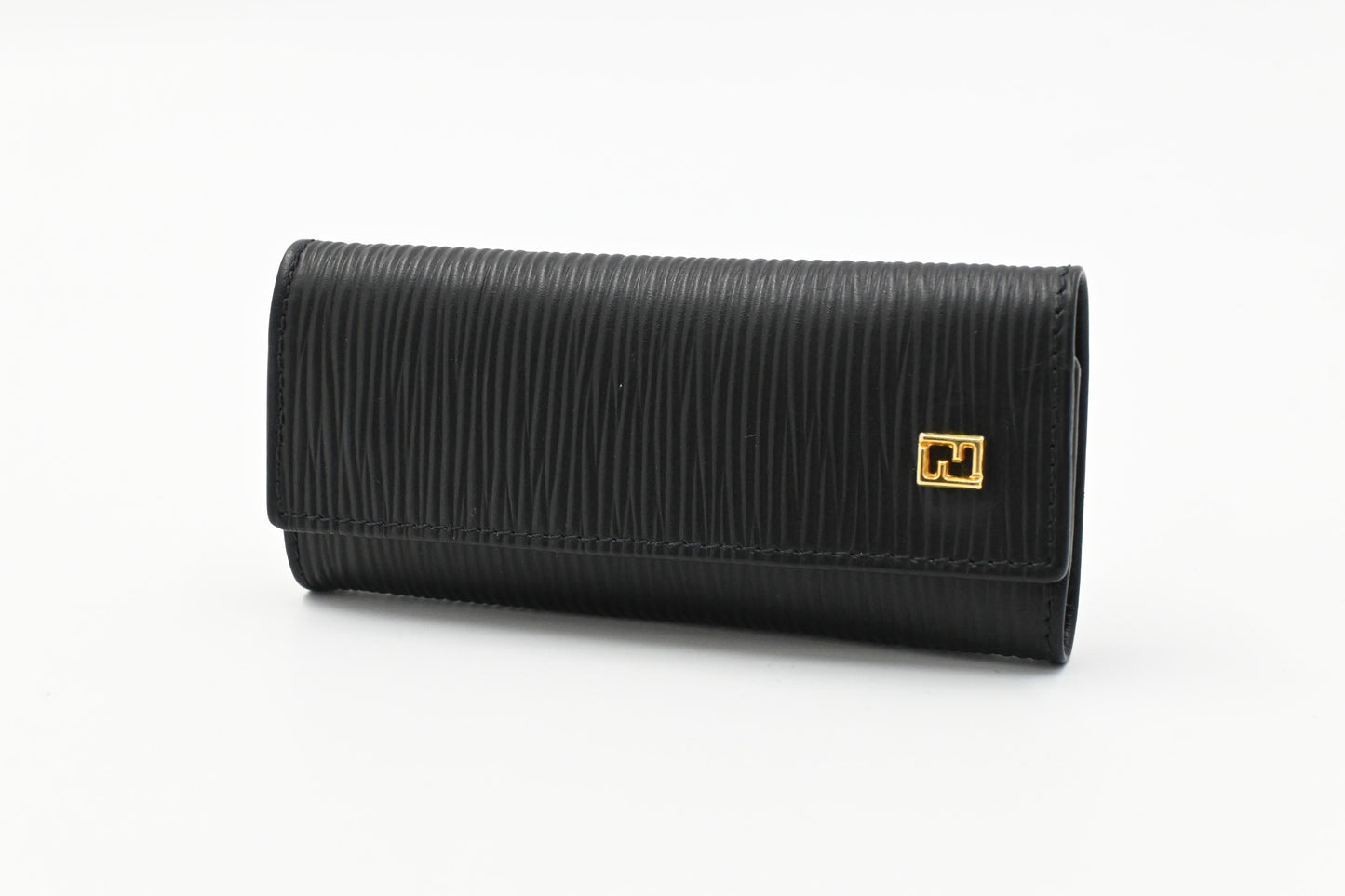 Fendi Key Case in Black Textured Leather