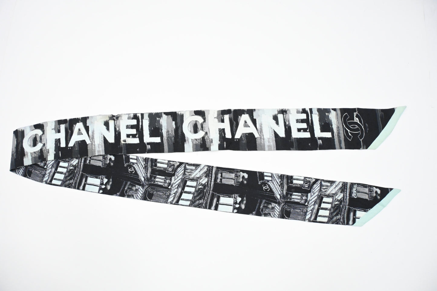 Chanel Bandeau in Mint and Black Silk