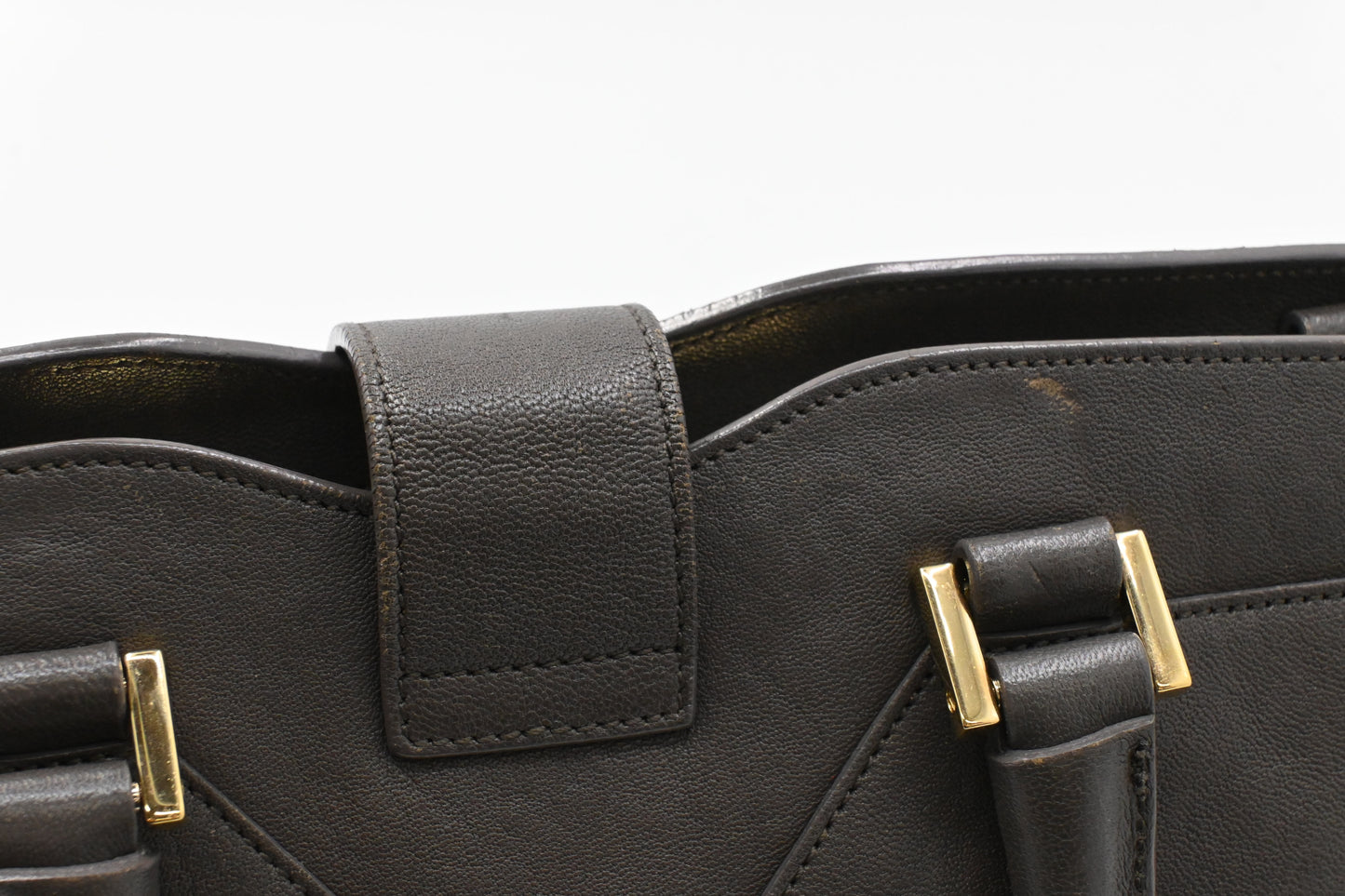 YSL Saint Laurent Cabas Handbag in Gray Leather
