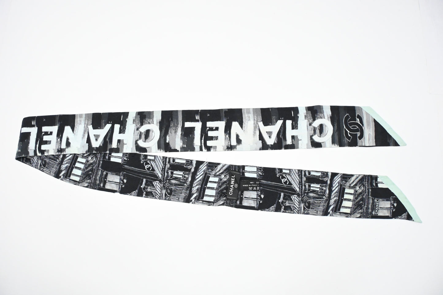 Chanel Bandeau in Mint and Black Silk