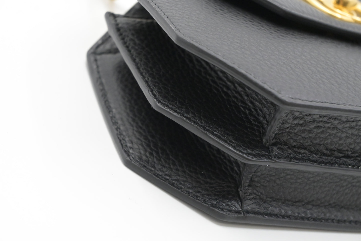 Bally Octogone Crossbody in Black Leather