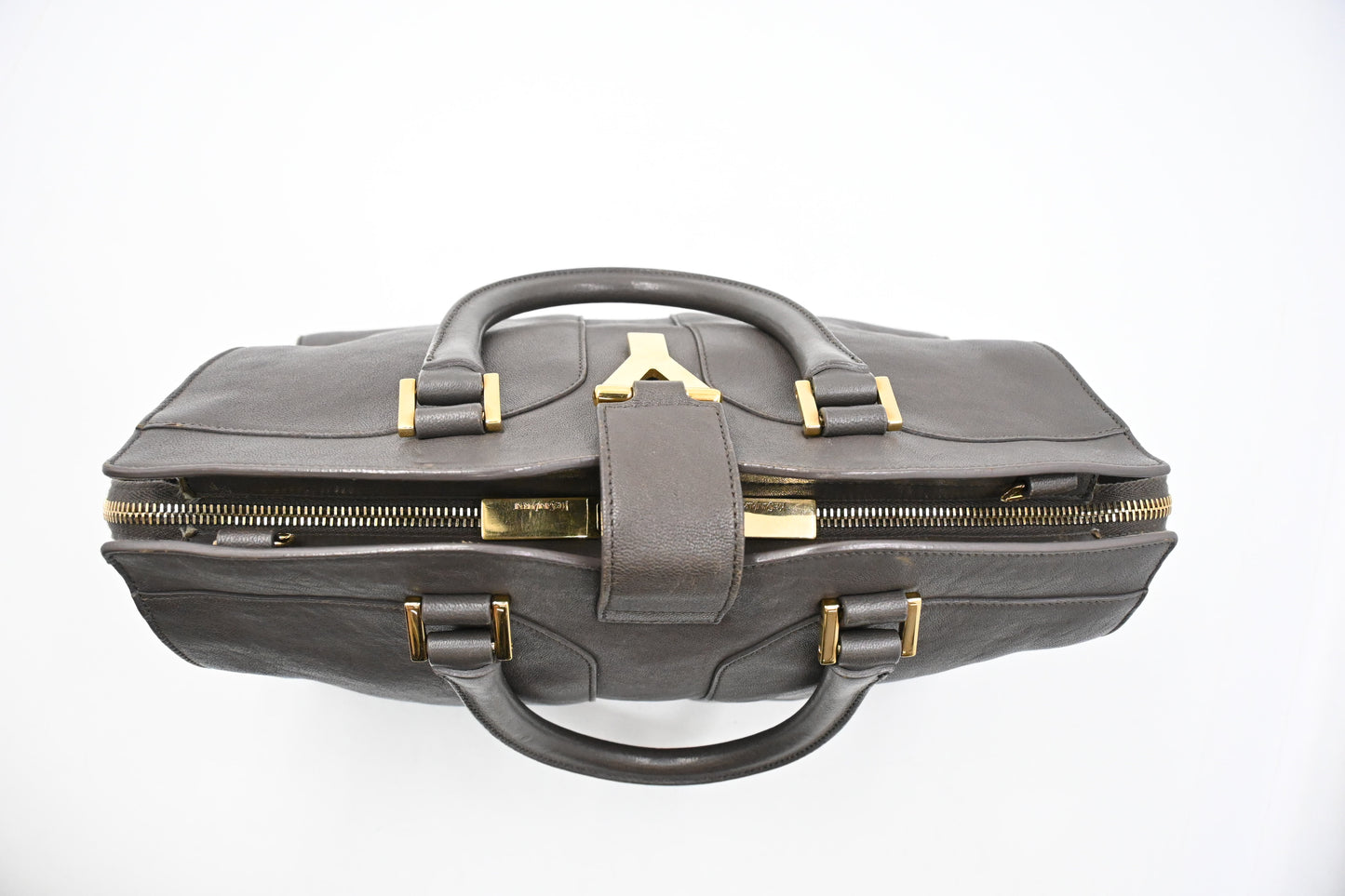 YSL Saint Laurent Cabas Handbag in Gray Leather