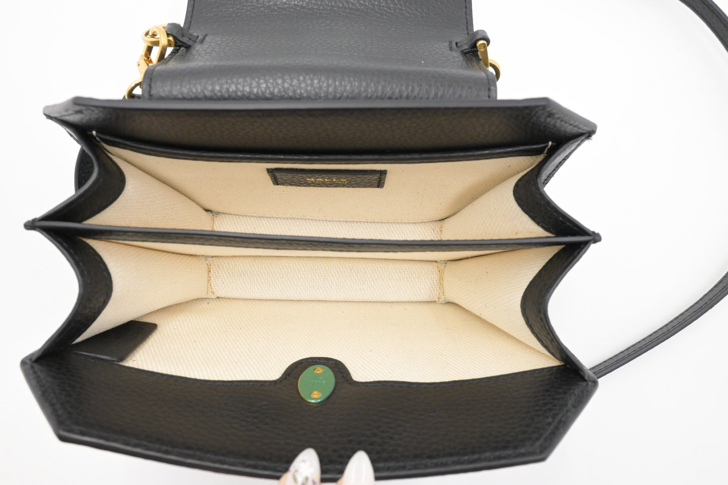 Bally Octogone Crossbody in Black Leather