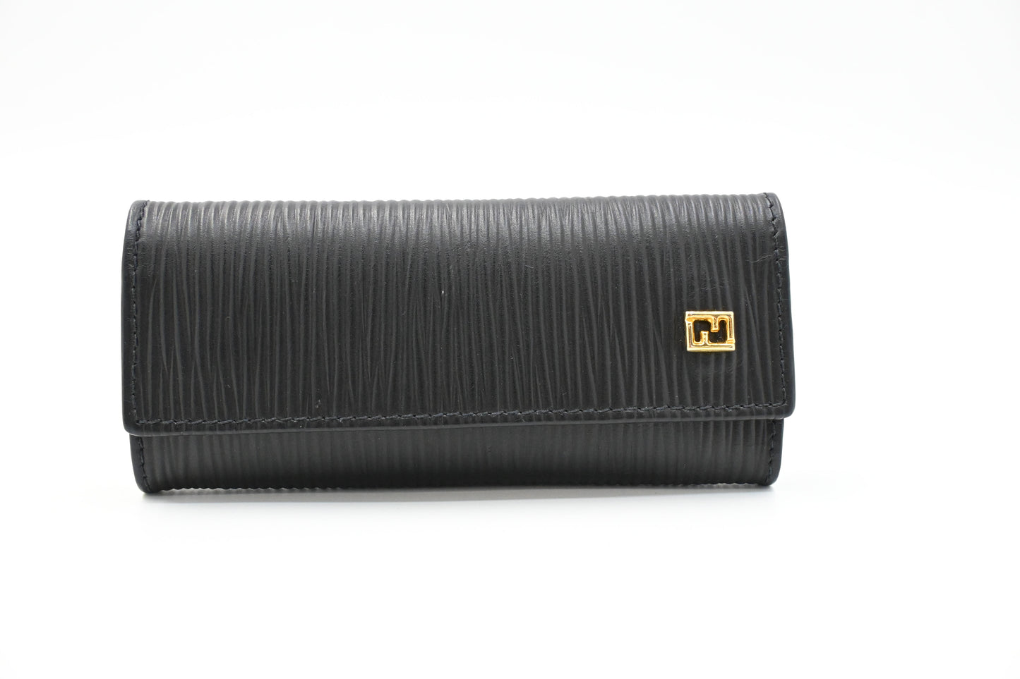 Fendi Key Case in Black Textured Leather