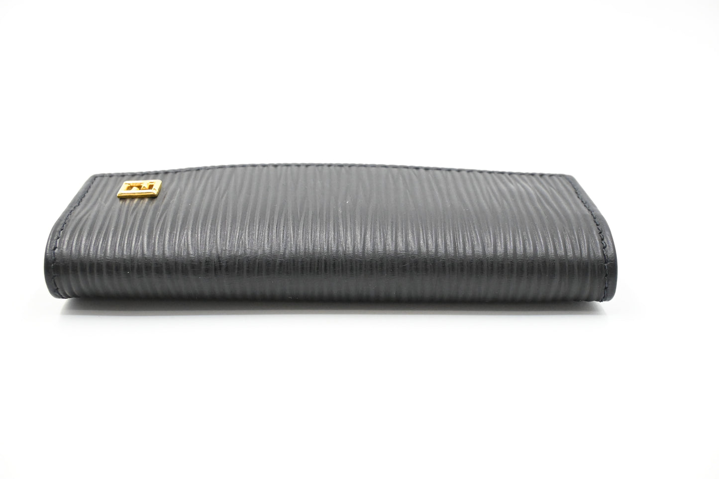 Fendi Key Case in Black Textured Leather