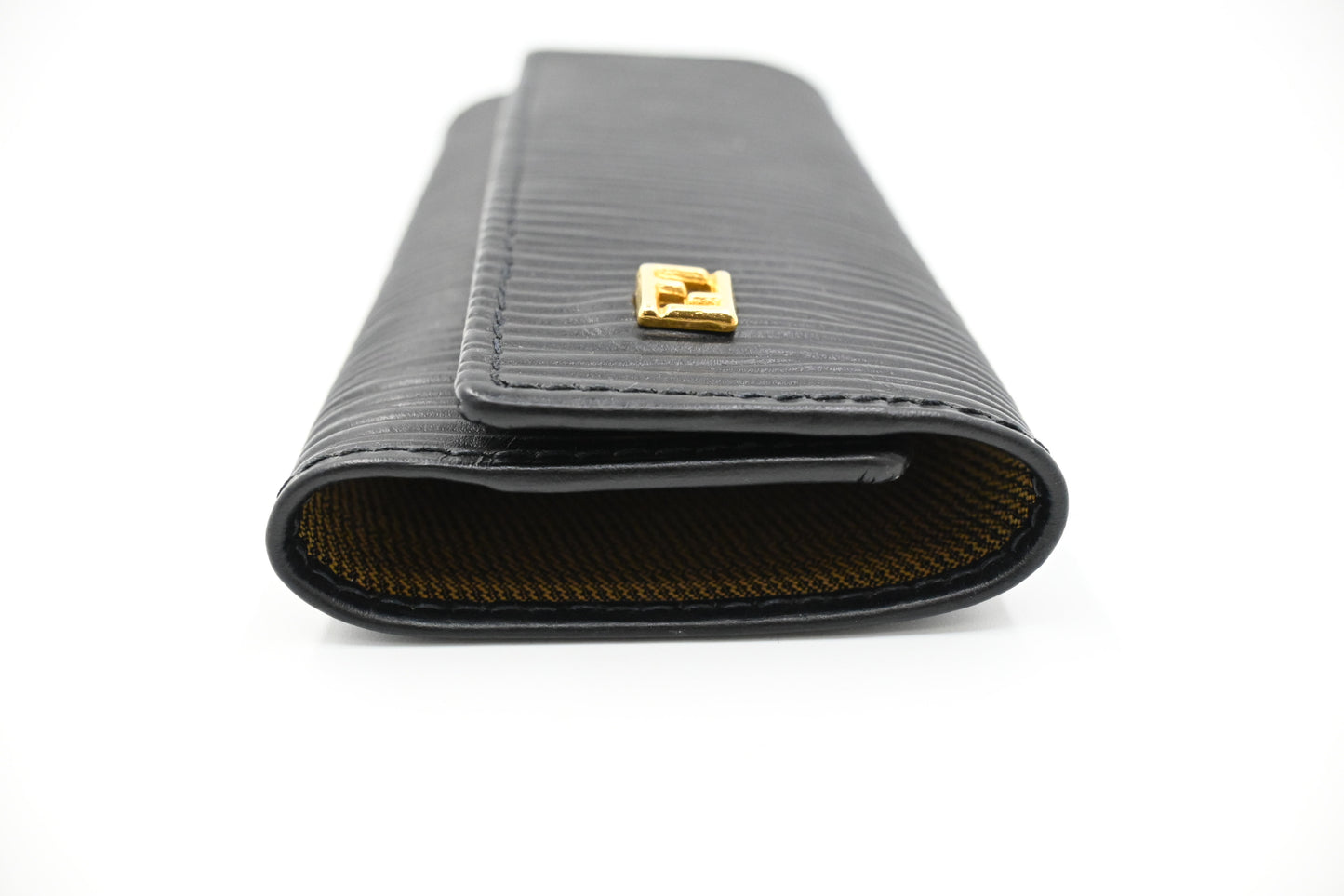 Fendi Key Case in Black Textured Leather