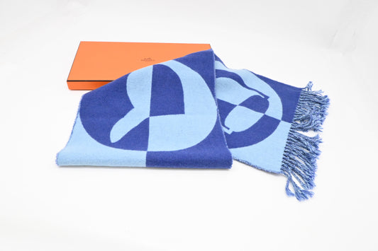 Hermes Scarf in Blue Cashmere